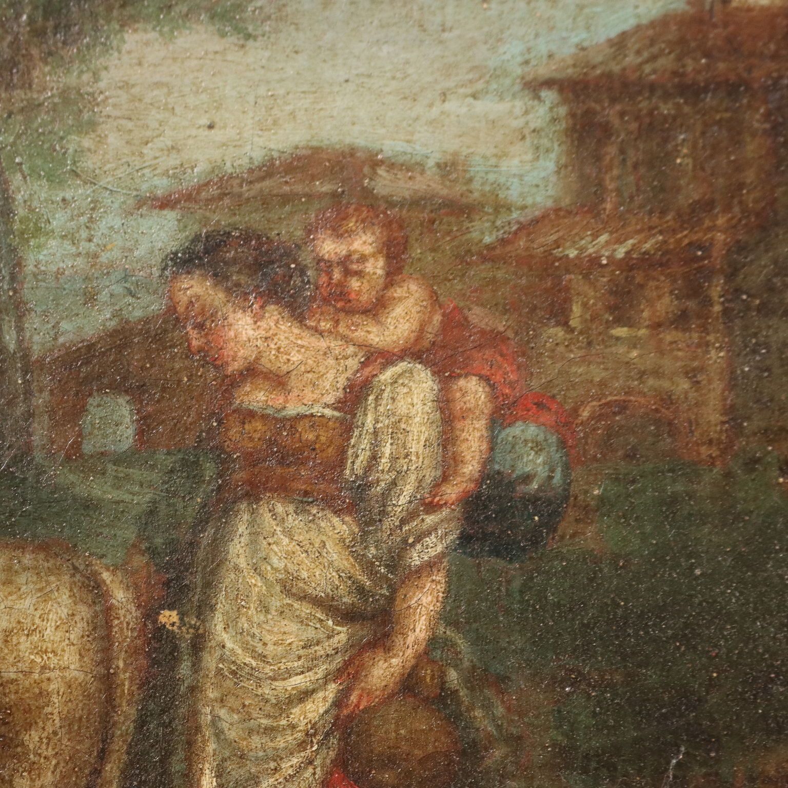 Antique Painting Landscape With Figures Oil On Canvas '700 photo 770.0