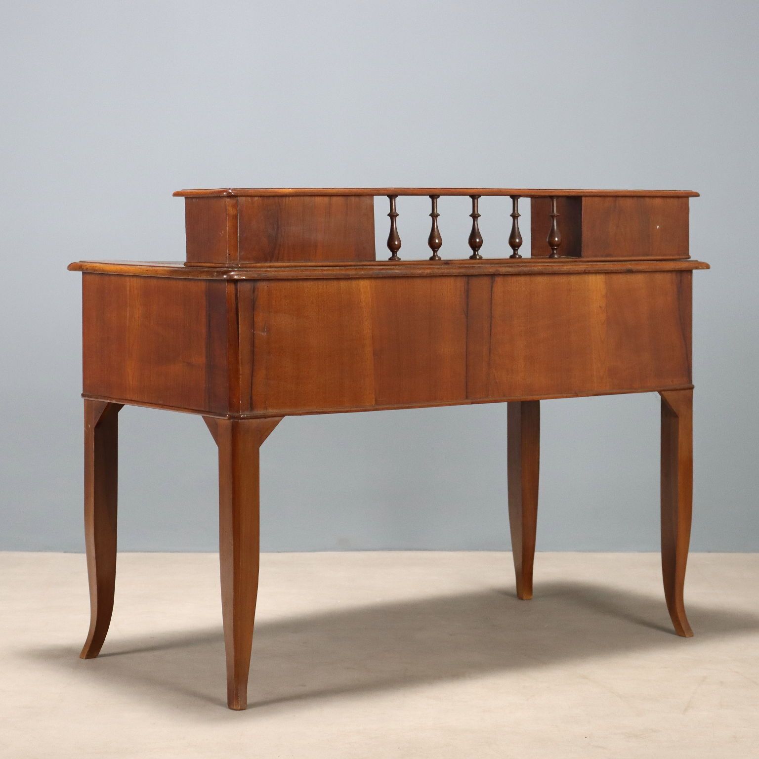 Furniture Antique Desk Umbertino Walnut Leather Drawers XIX Century photo