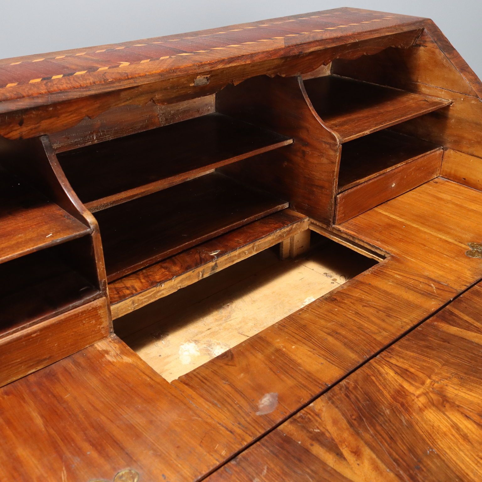 Antique Flap Cabinet Various Wood Essences Italy XVIII Century photo vinterior