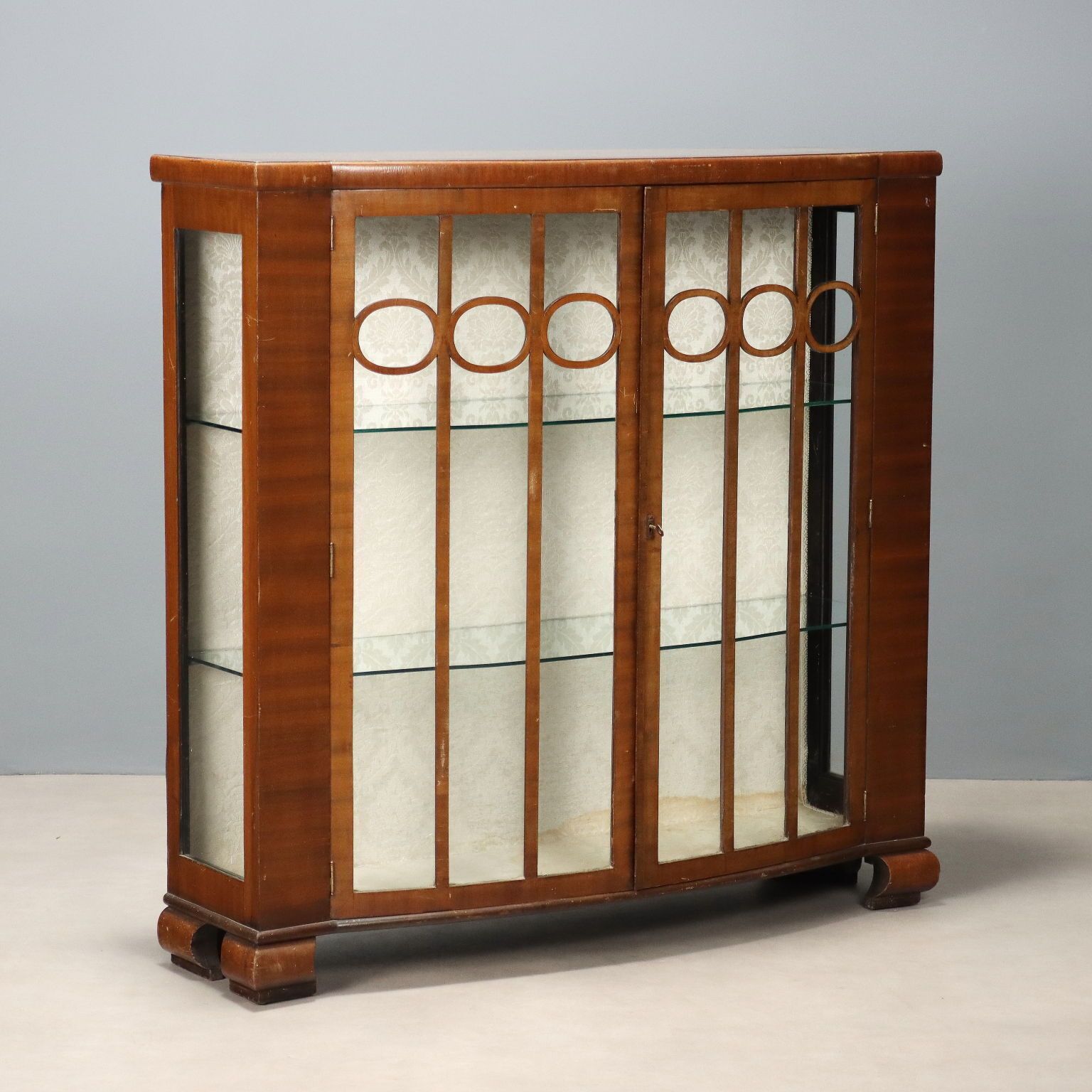 Showcase Art Déco Mahogany Veneer Italy XX Century