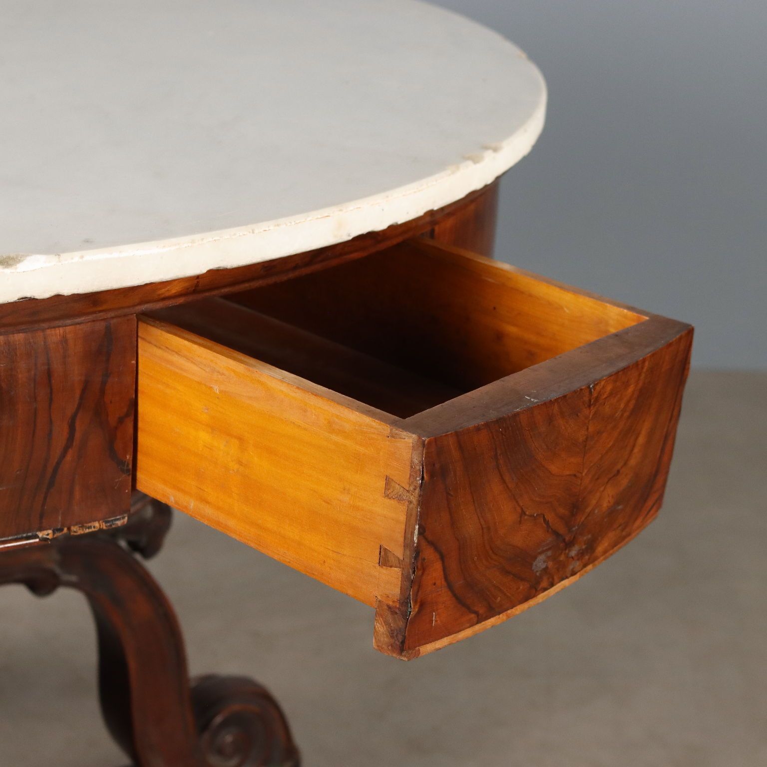 Antique Table Louis Philippe Walnut Marble Italy XIX Century photo Furniture