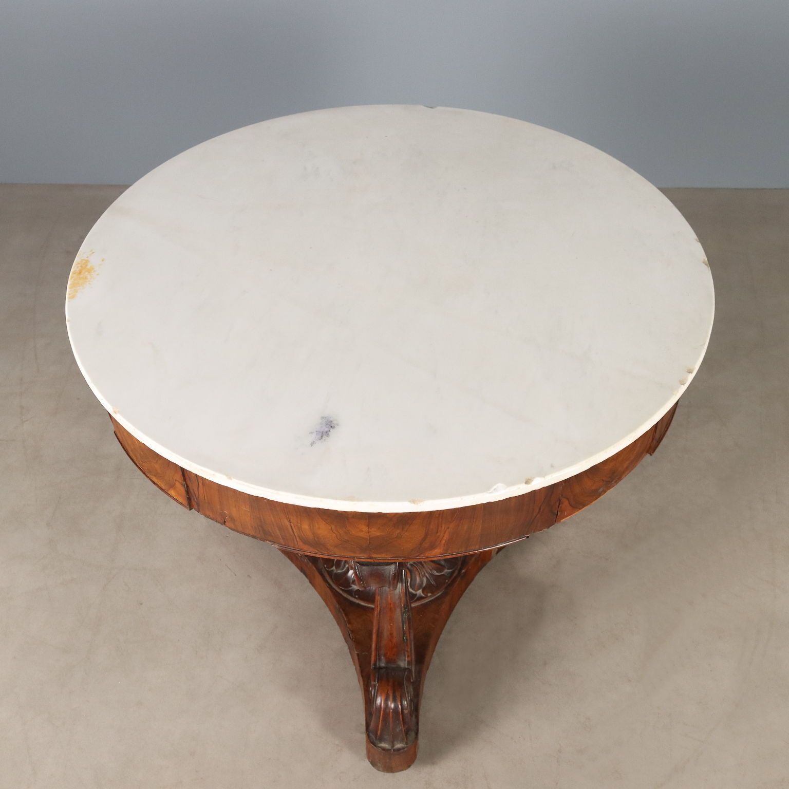 photo for sale Antique Table Louis Philippe Walnut Marble Italy XIX Century