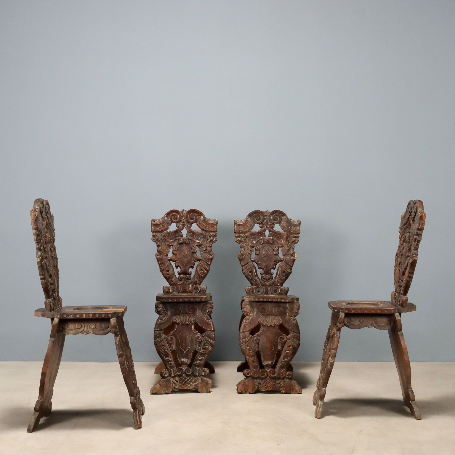 Chairs Baroque Style Walnut Fabric Italy XIX Century photo Furniture
