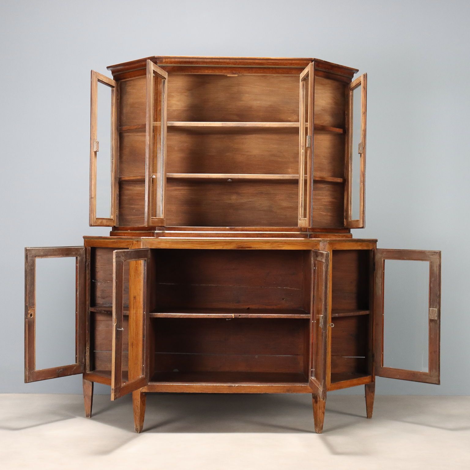 Antique Cupboard Walnut Glass Metal Italy XIX Century photo Furniture