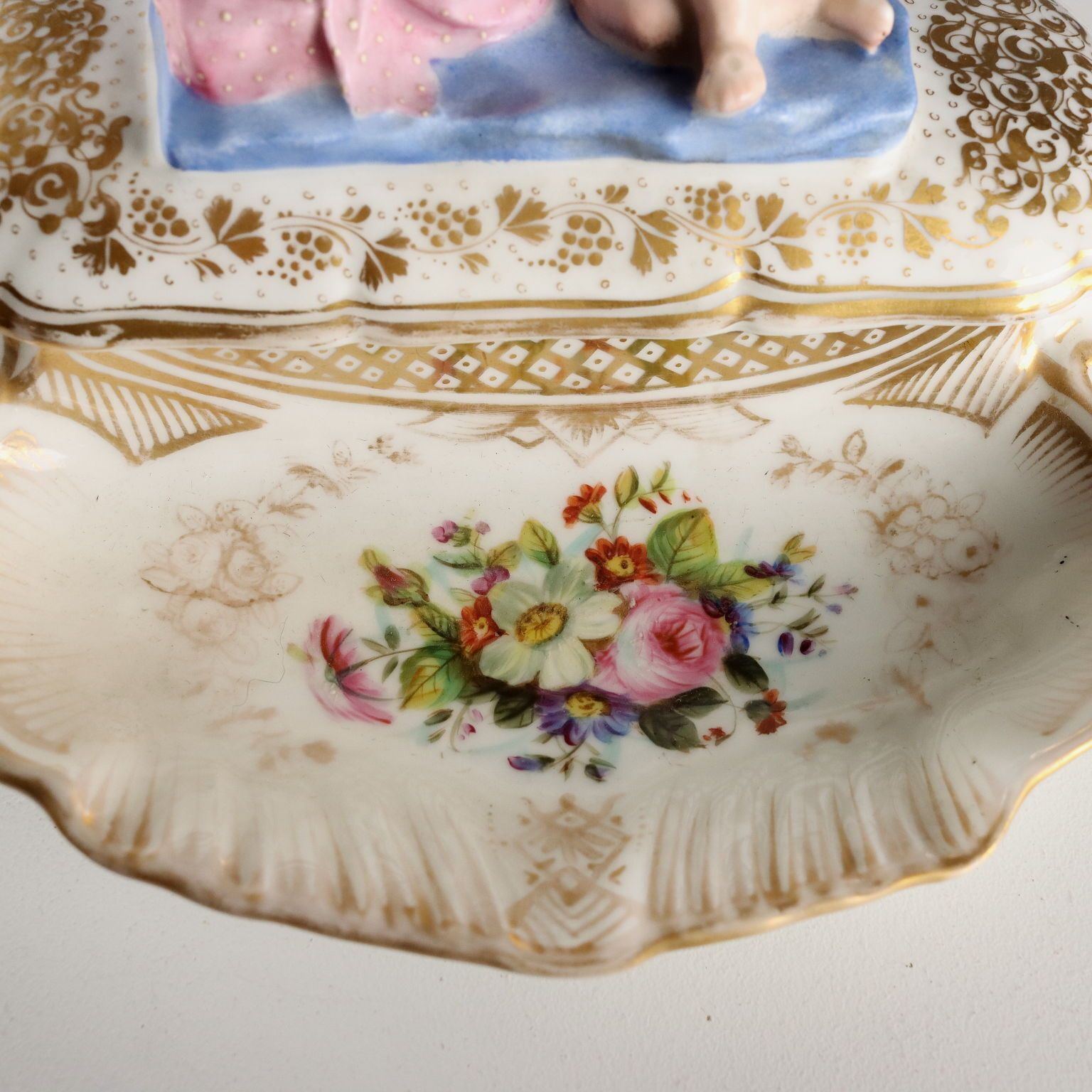 Antique Inkwell Porcelain Of Paris France XIX Century photo vinterior