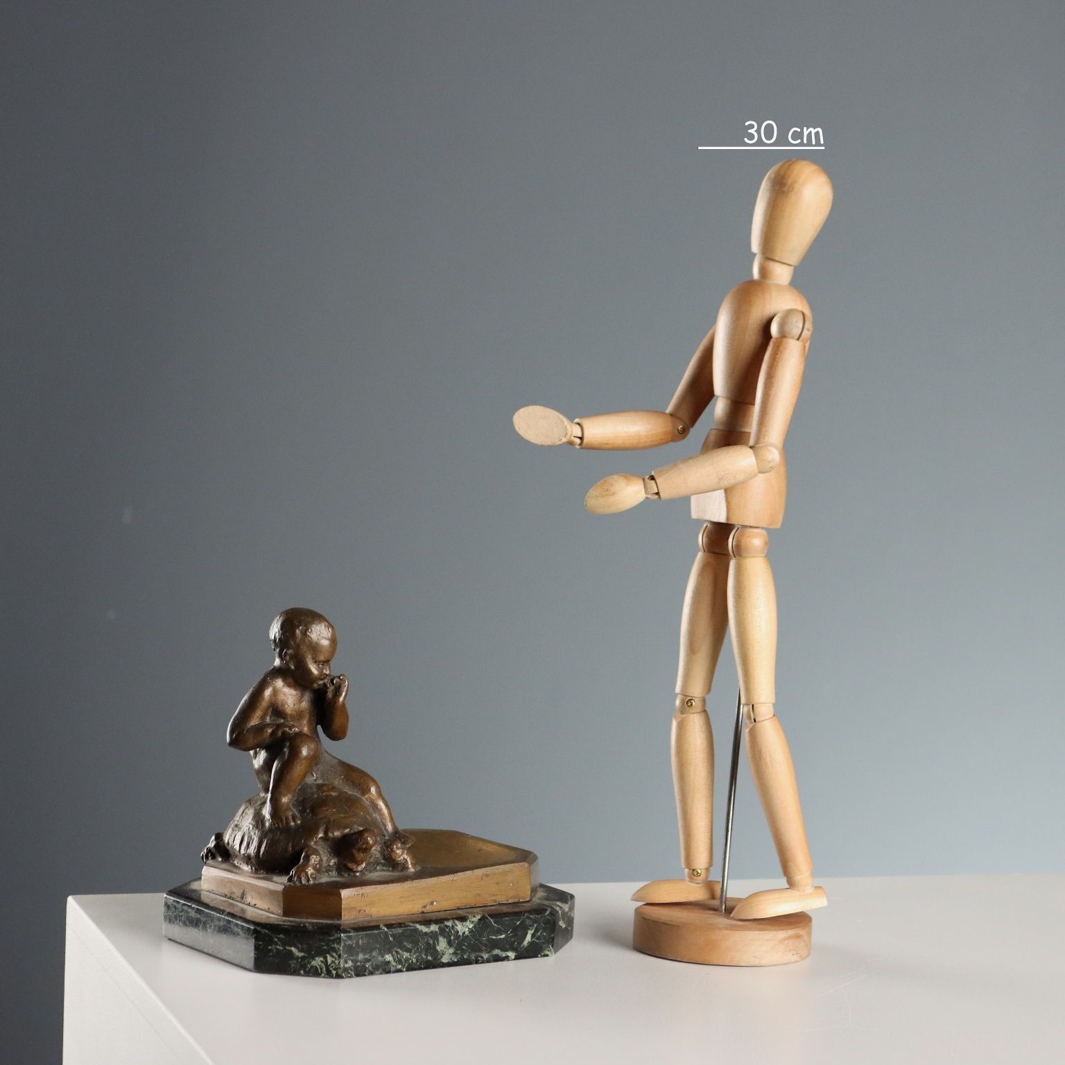 Antique Sculpture Child And Turtle Bronze XIX XX Century photo furniture