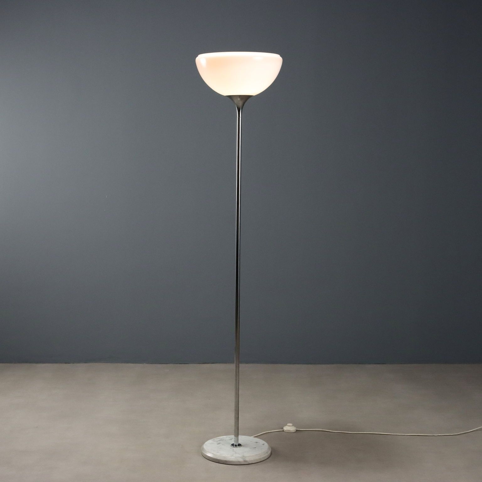 Vintage Floor Lamp Chromed Metal Design Italy 1970s