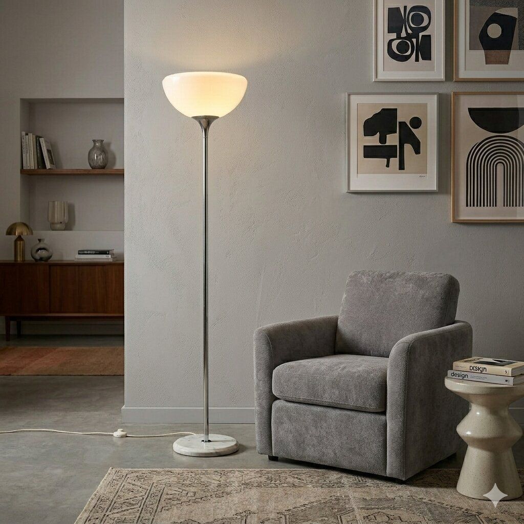 Vintage vloerlamp, verchroomd metaal, design, Italië, jaren 1970 photo furniture