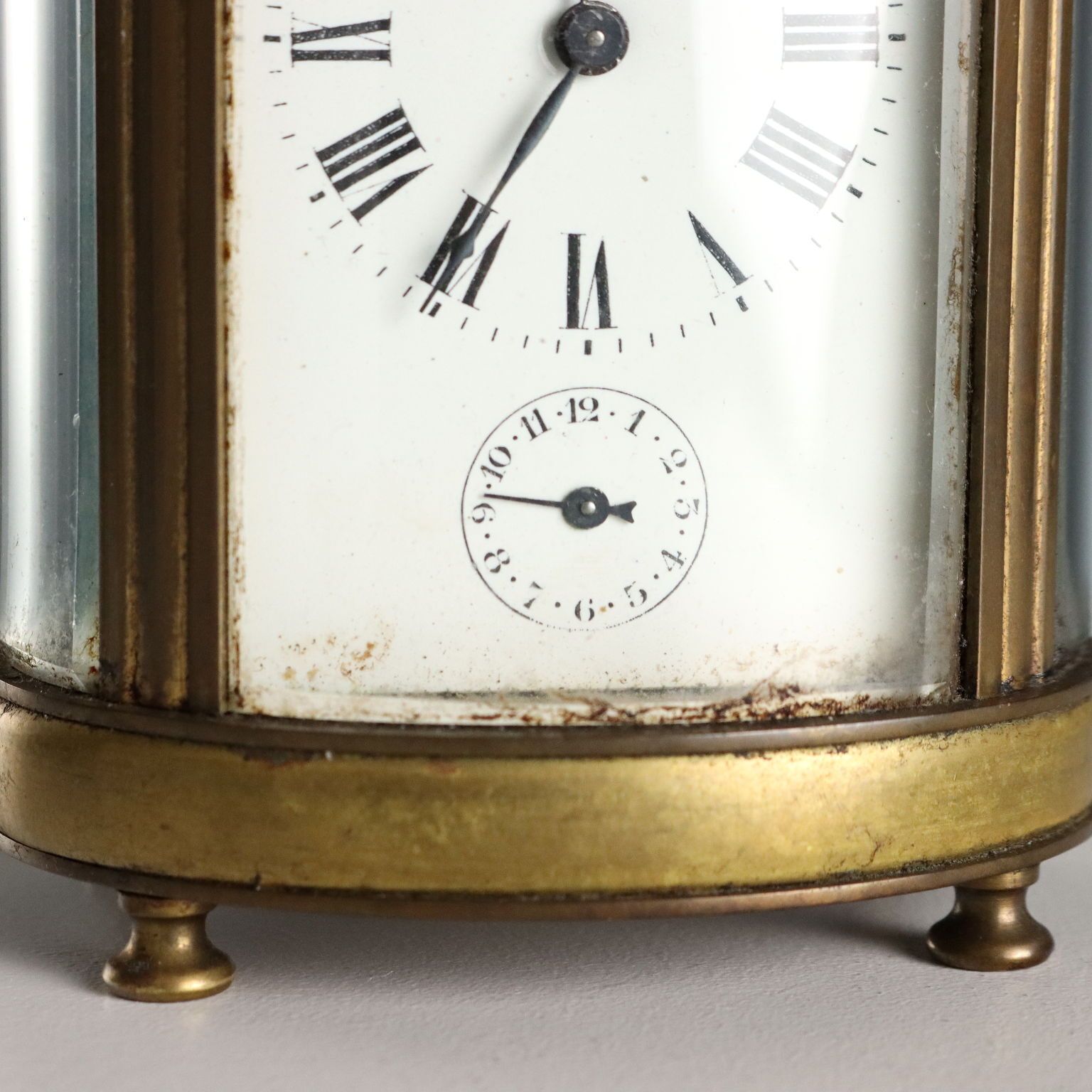 Antieke reisklok, brons, glas, Italië, 19e eeuw photo Woonaccessoires