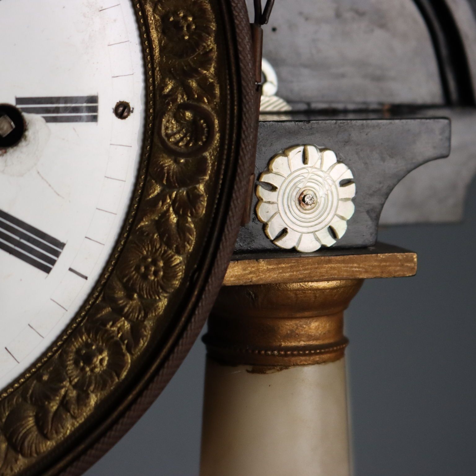 Antique Clock Ebonized Wood Alabaster Bronze XIX Century photo buy