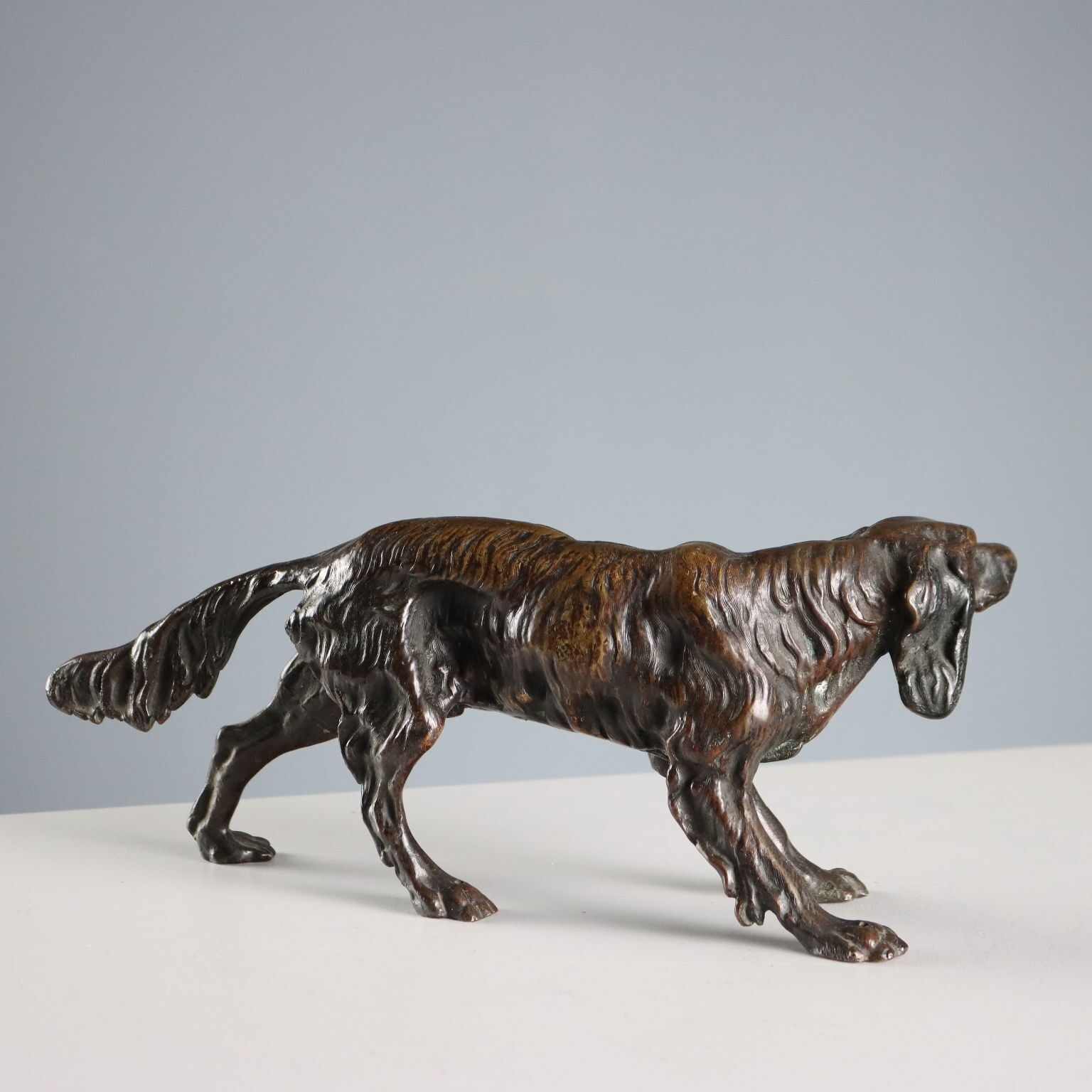 Antique Sculpture Hunting Dog Bronze Italy XIX XX Century photo vinterior