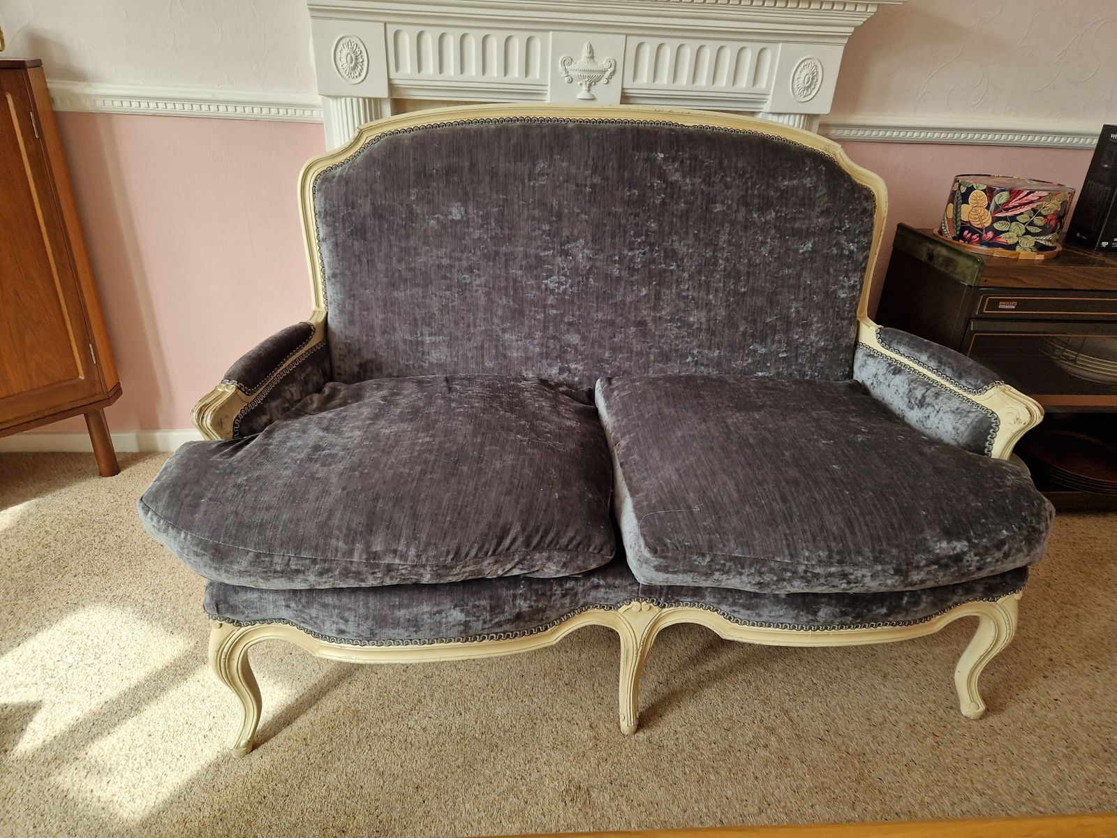 Antique French Style Salon Set – Sofa & 2 Chairs