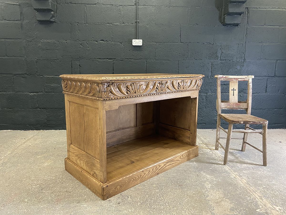 Antique French Oak Clerk's Counter, Circa 1890