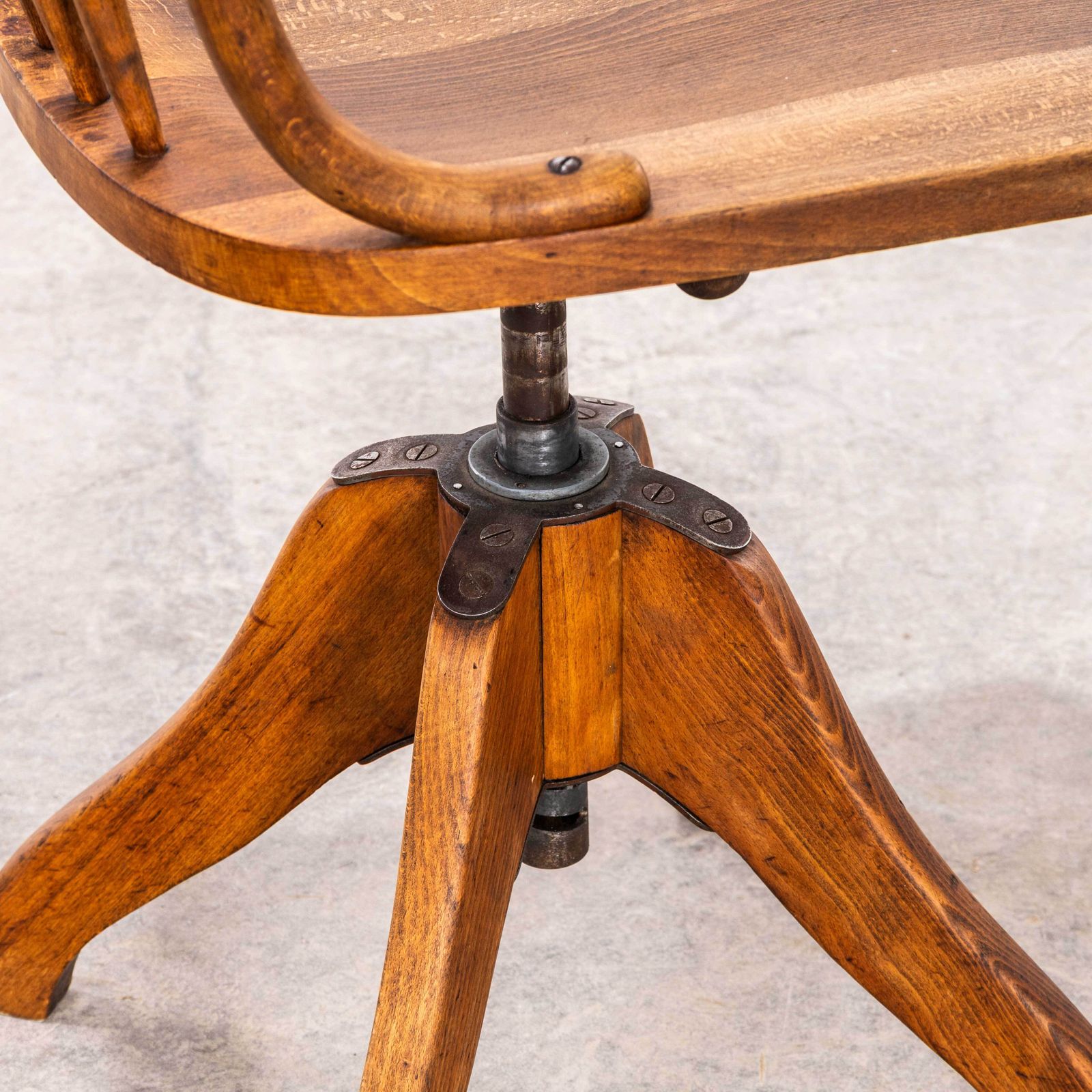 1920's French Oak Atelier Swivel Chair photo furniture