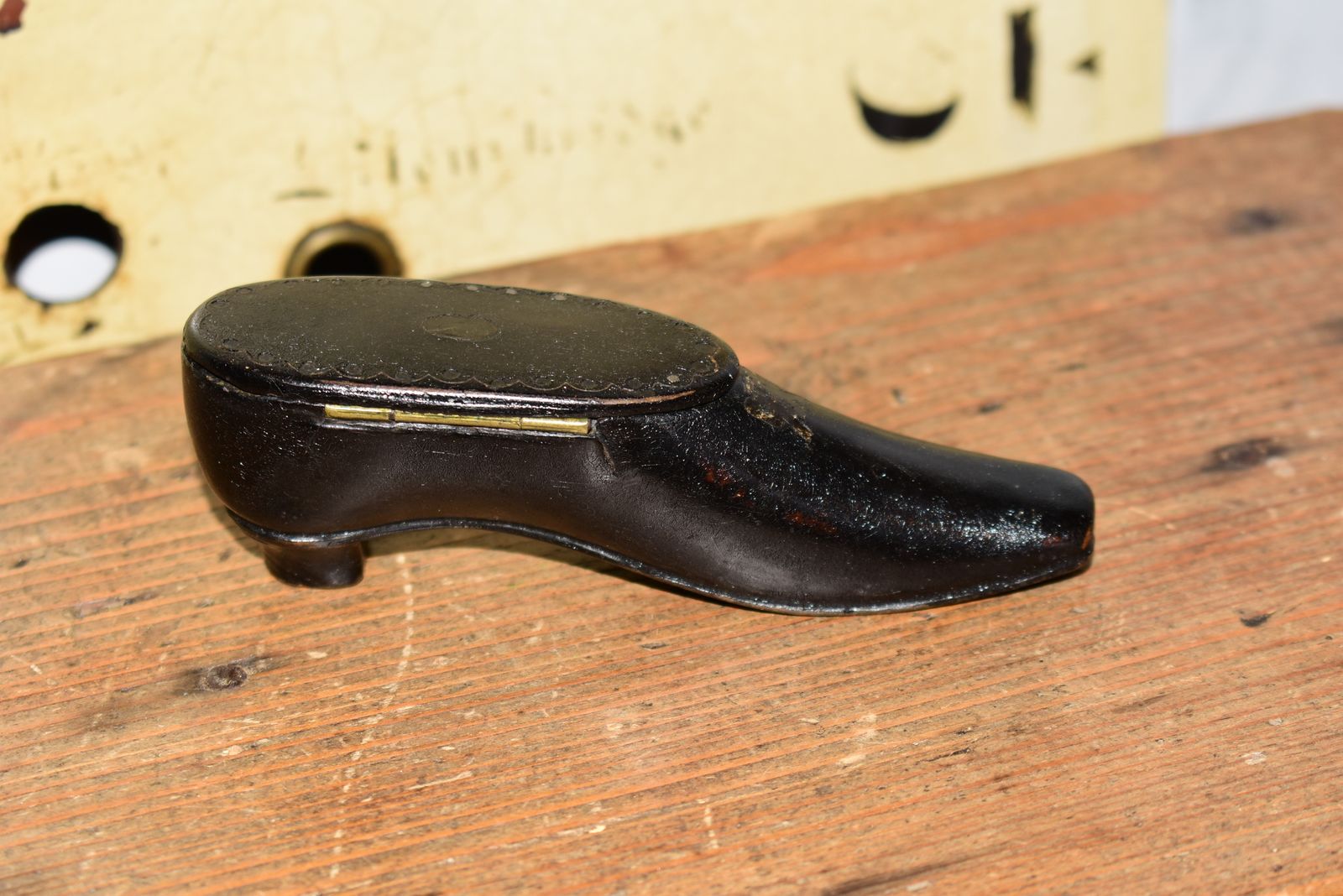 photo for sale 19th Century Treen Carved Wood Shoe Snuff Box