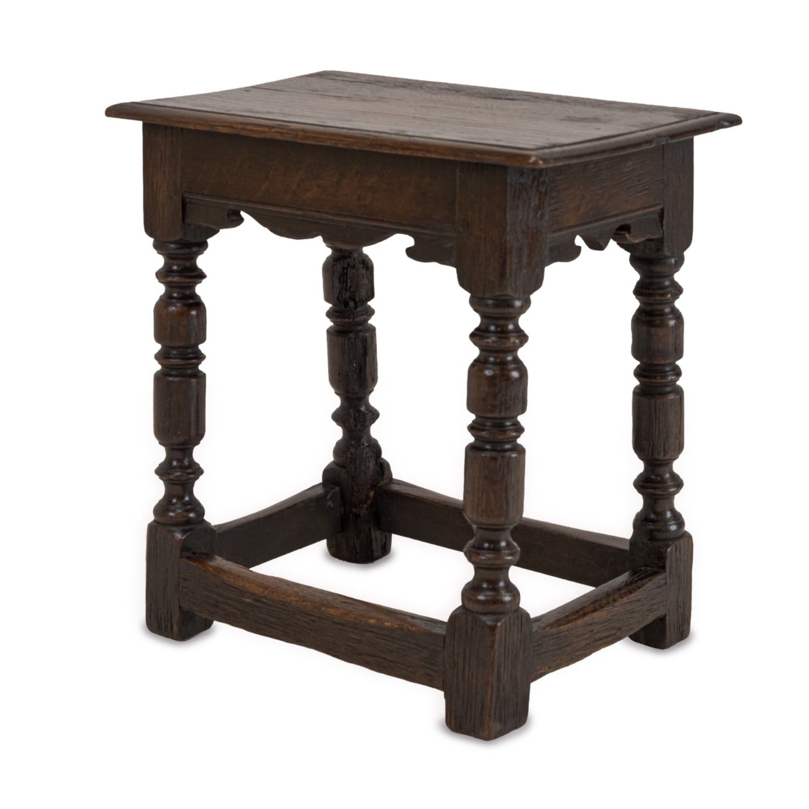 Furniture 19th Century English Oak Joint Stool In The Late 17th Century Style photo