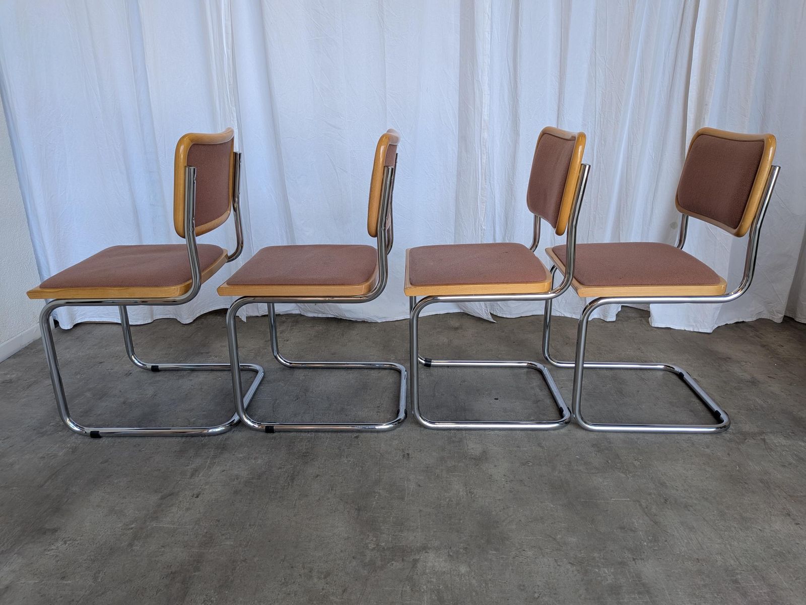 Set Of 6 Vintage Cesca Chair By Bene Austria 1970s / Mid Century Chrome Dining Chairs / photo vintage