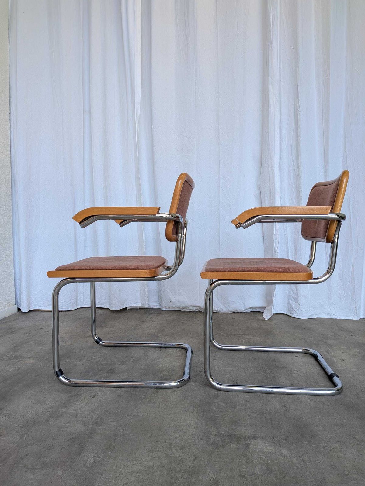 photo furniture Set Of 6 Vintage Cesca Chair By Bene Austria 1970s / Mid Century Chrome Dining Chairs /