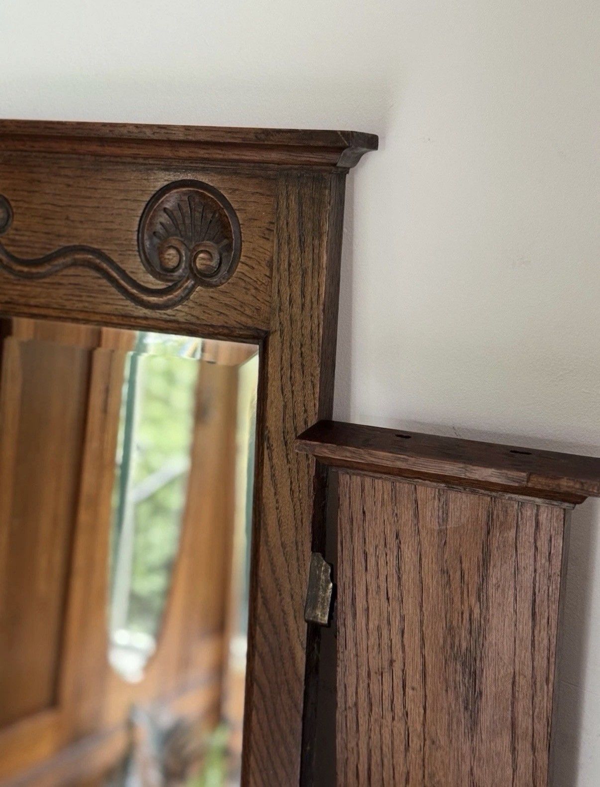 Vintage Antique Arts Crafts Oak Dressing Chest Mirror photo vinterior