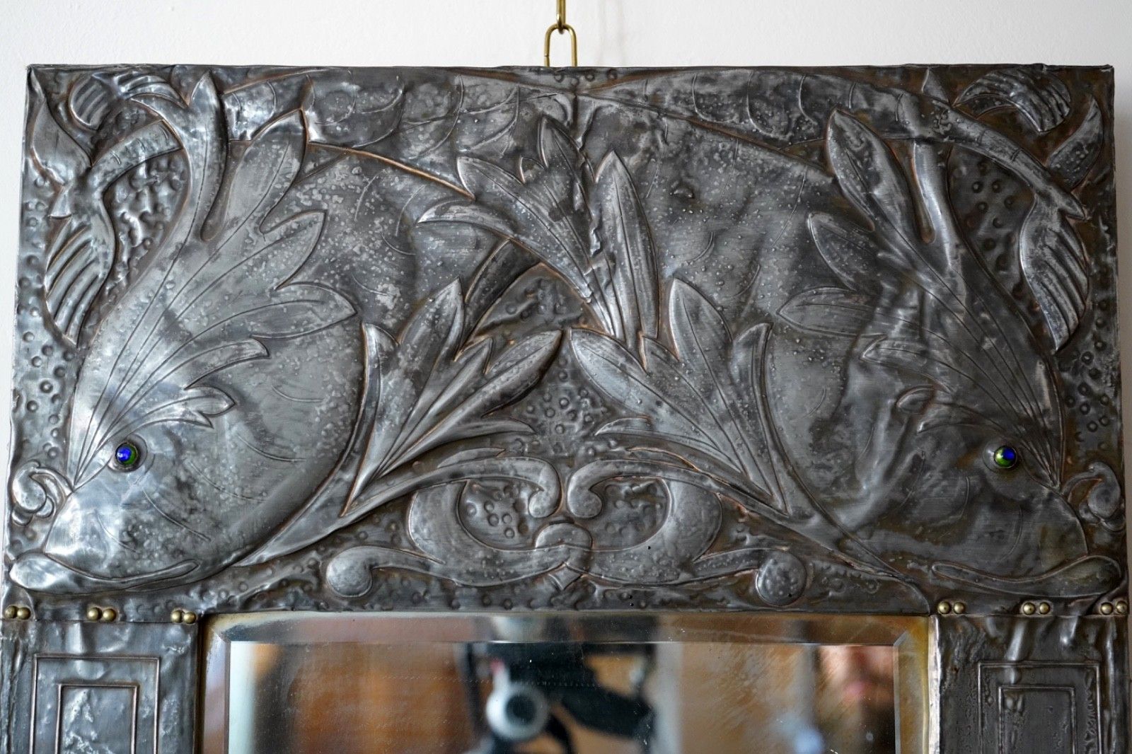 Art Nouveau Embossed Metal Frame Mirror Alfred Louis Achille Daguet photo furniture