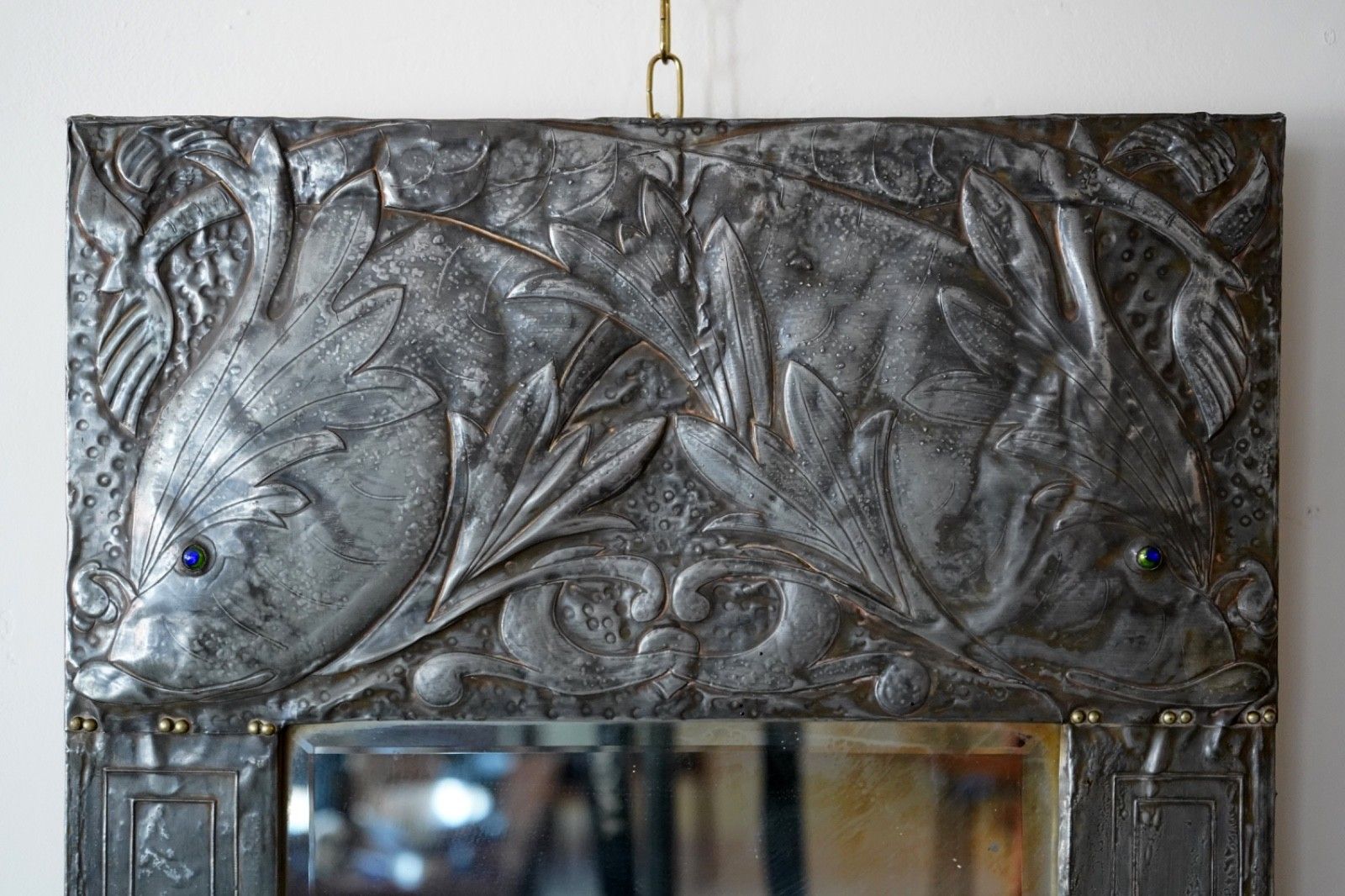 Art Nouveau Embossed Metal Frame Mirror Alfred Louis Achille Daguet photo vinterior