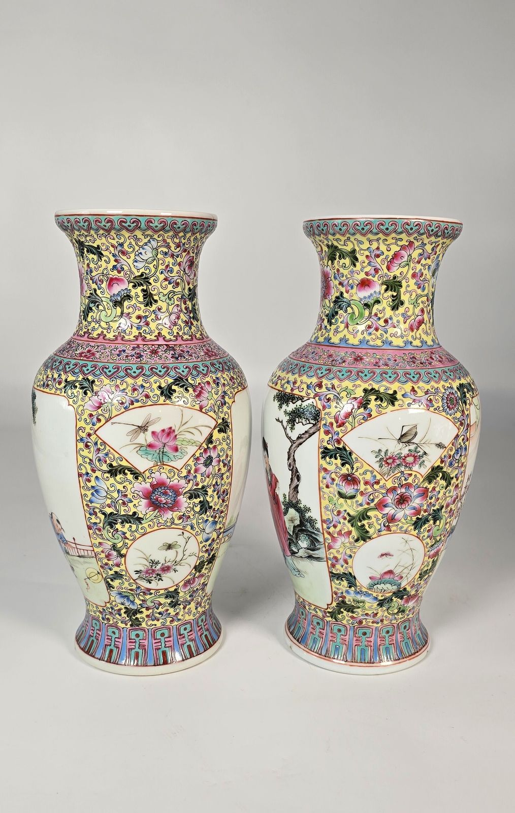 A Pair Of Chinese Hand Painted Porcelain Vases From The Republican Period Circa 1930 photo Home Decor