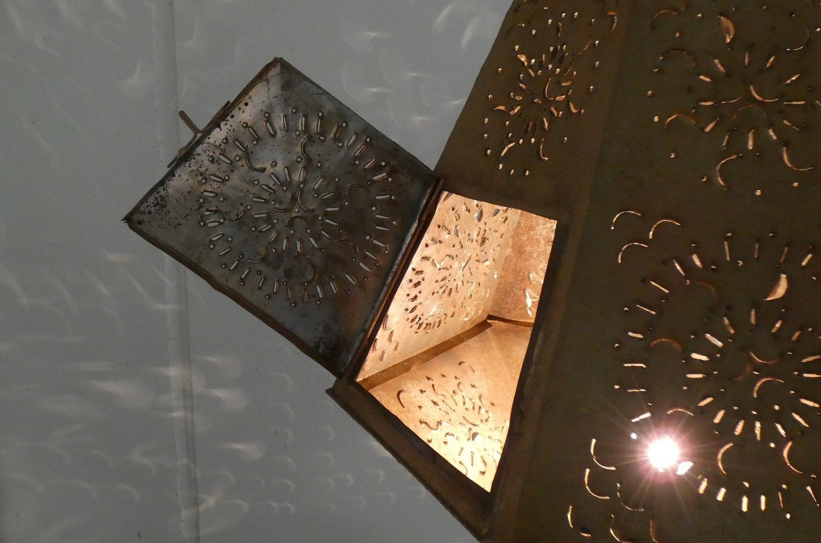 Lighting Large Moroccan Perforated Metal Tower Lamps, 1980s, Set Of 2 photo