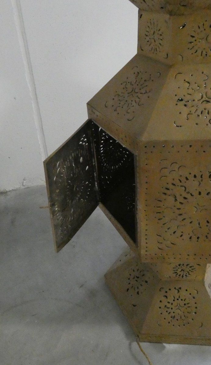 1200.0 Large Moroccan Perforated Metal Tower Lamps, 1980s, Set Of 2 photo