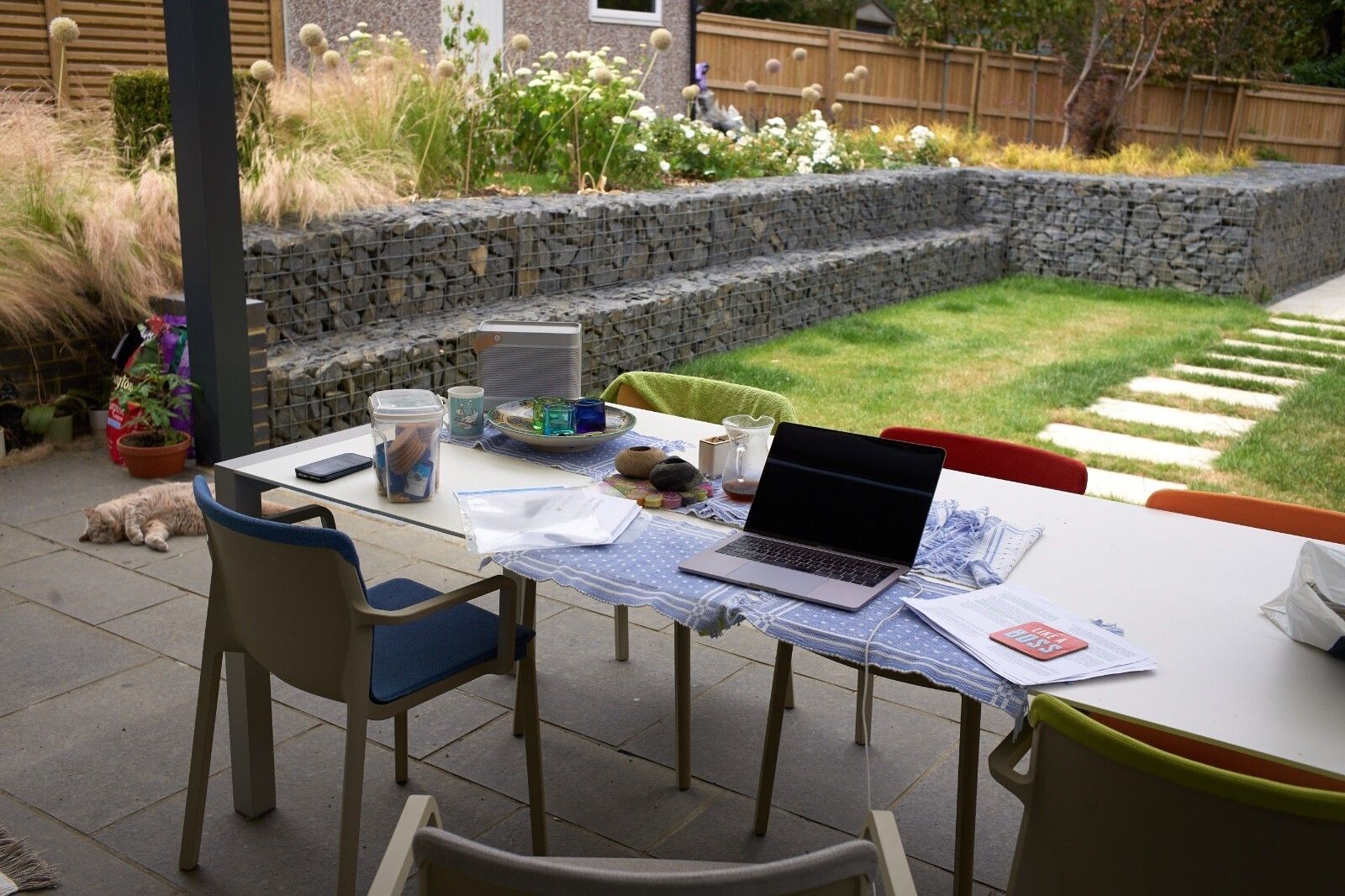 Kristalia Sushi Outdoor Extendable Table & 6 Chairs. Designed By Bartoli Design photo for sale