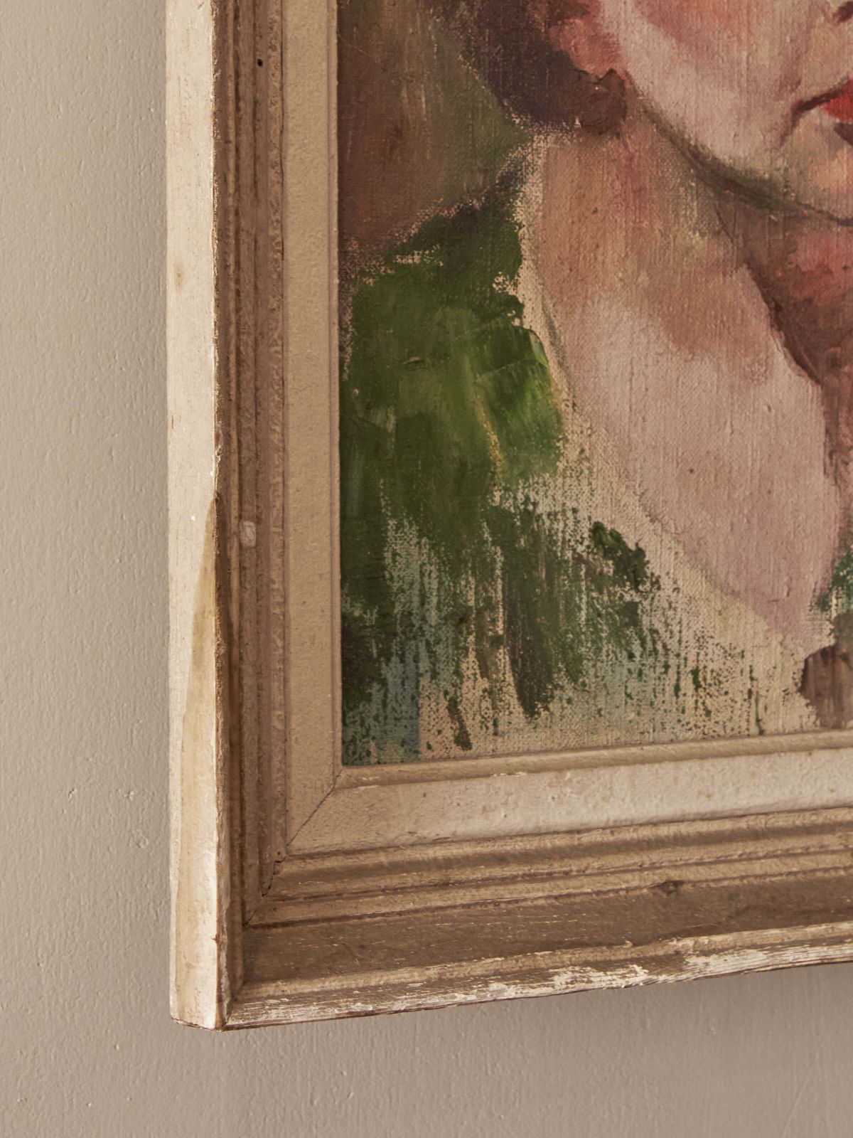 Mid Century ‘Woman In Green’ Framed Painting photo for sale