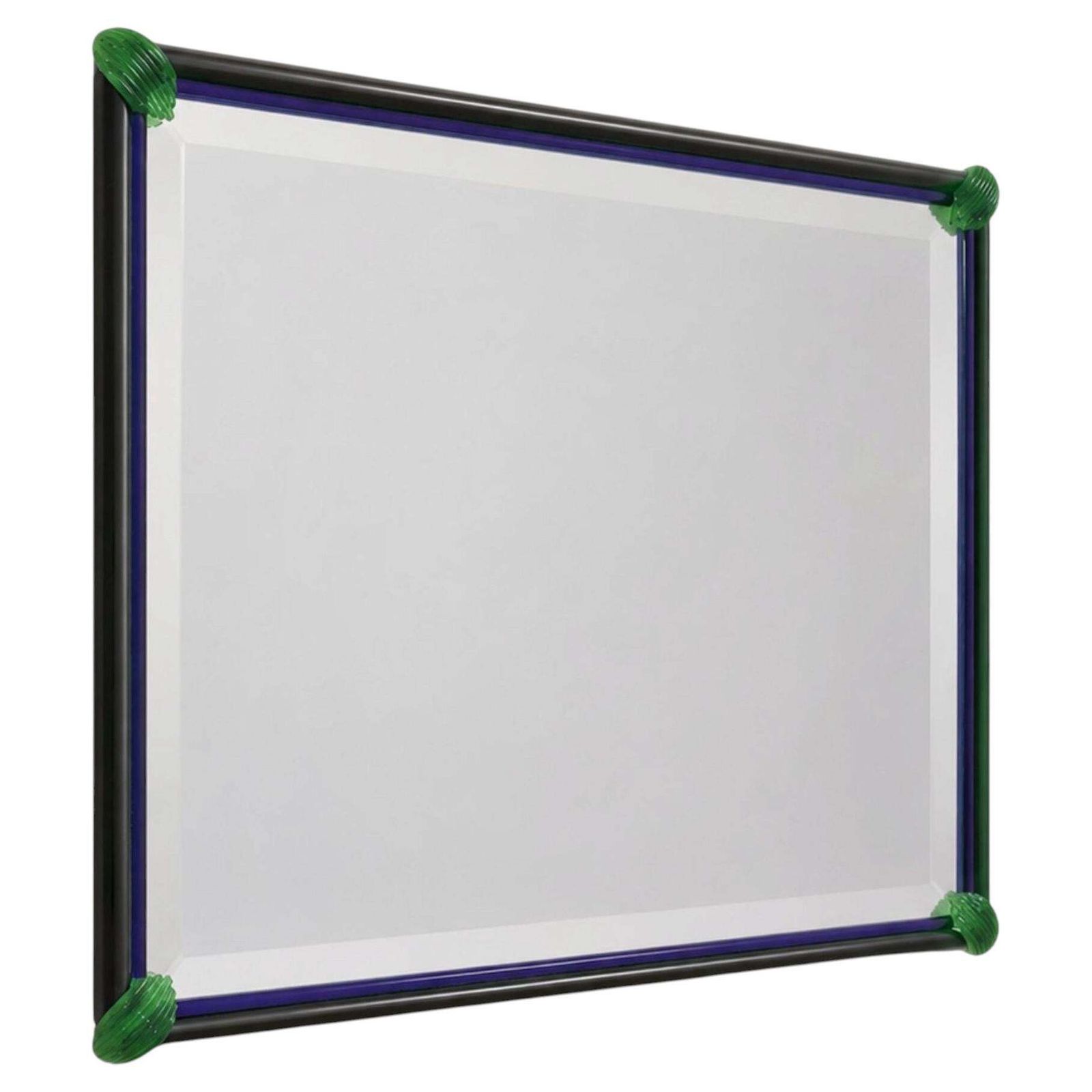 1970s Italian Venetian Mirror Murano Glass In Blue And Green By La Murrina