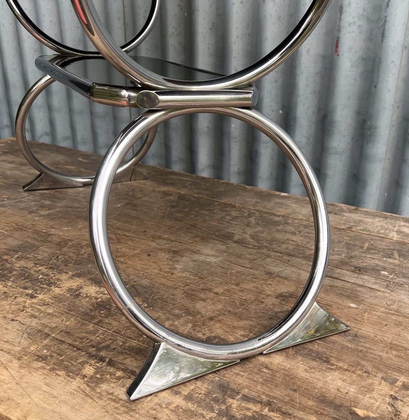 photo for sale Vintage Tubular Steel Chrome & Black Coffee Table Pel Style 1930s Art Deco