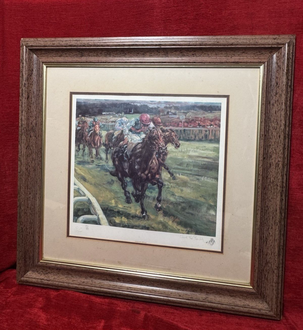 Clare Eva Burton Chelsea Green Ltd Ed Equestrian Print Titled  'Dancing Brave' photo for sale