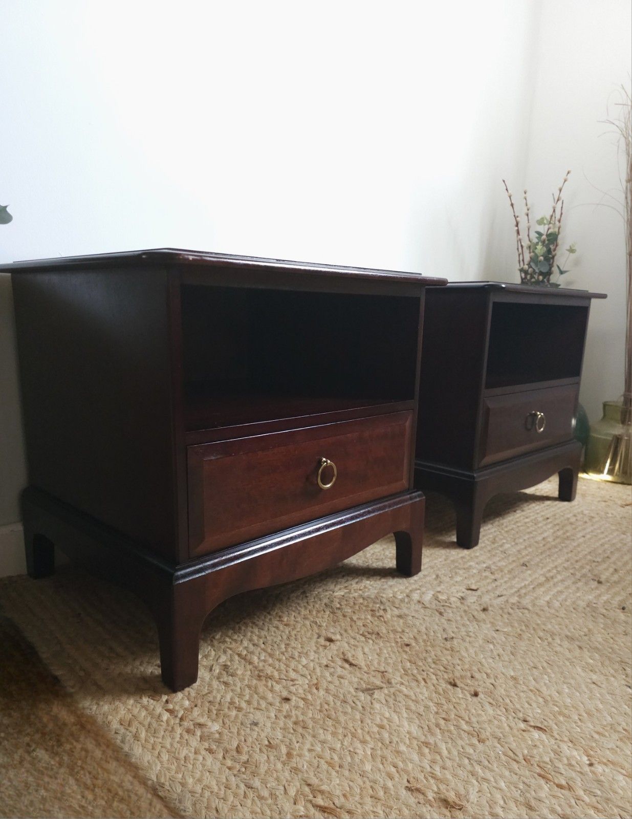 Stag Minstrel Bedside Drawers Pair Mid Century Retro Bedside Units Delivery