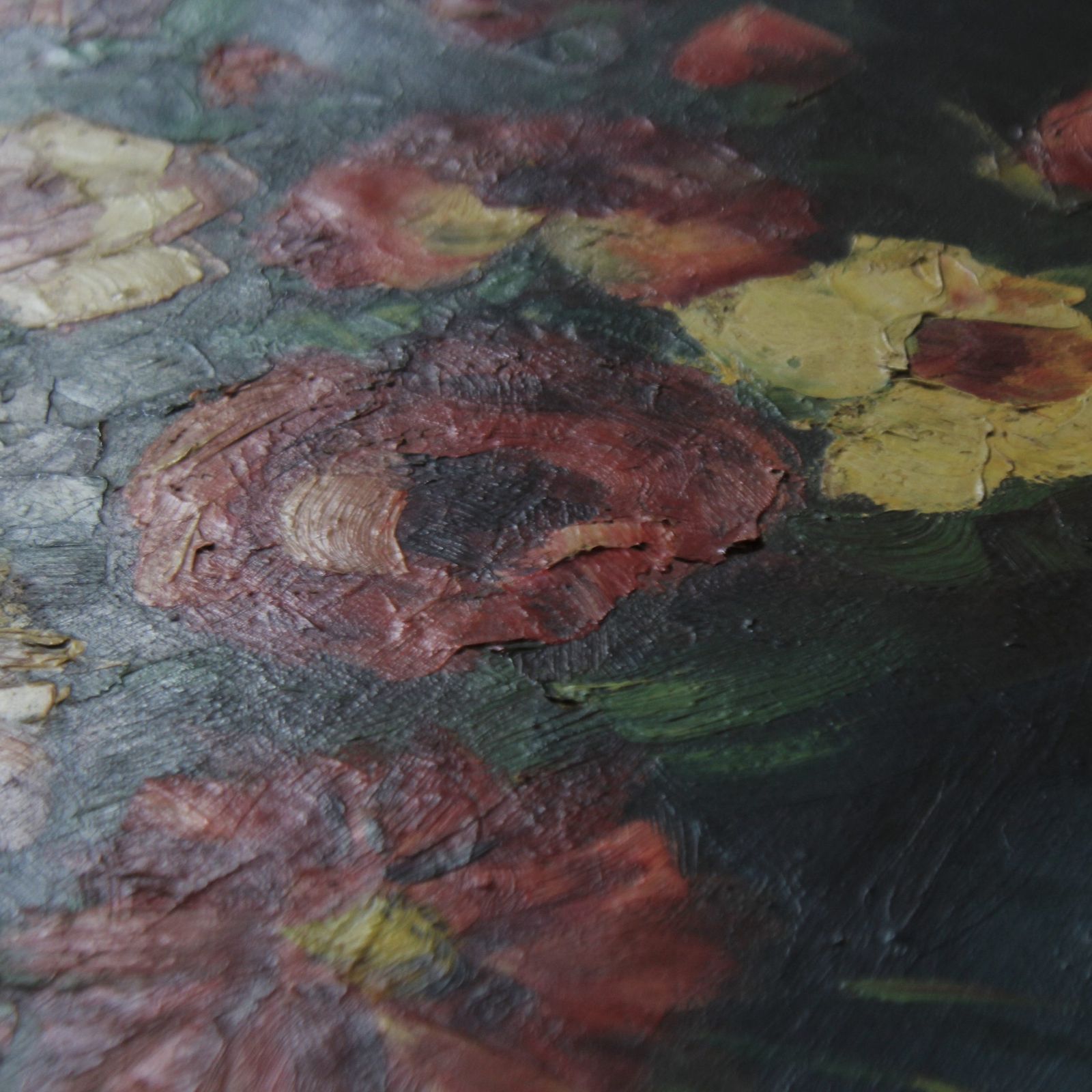 Large Turn Of The Century French Floral Oil Painting On Canvas photo for sale