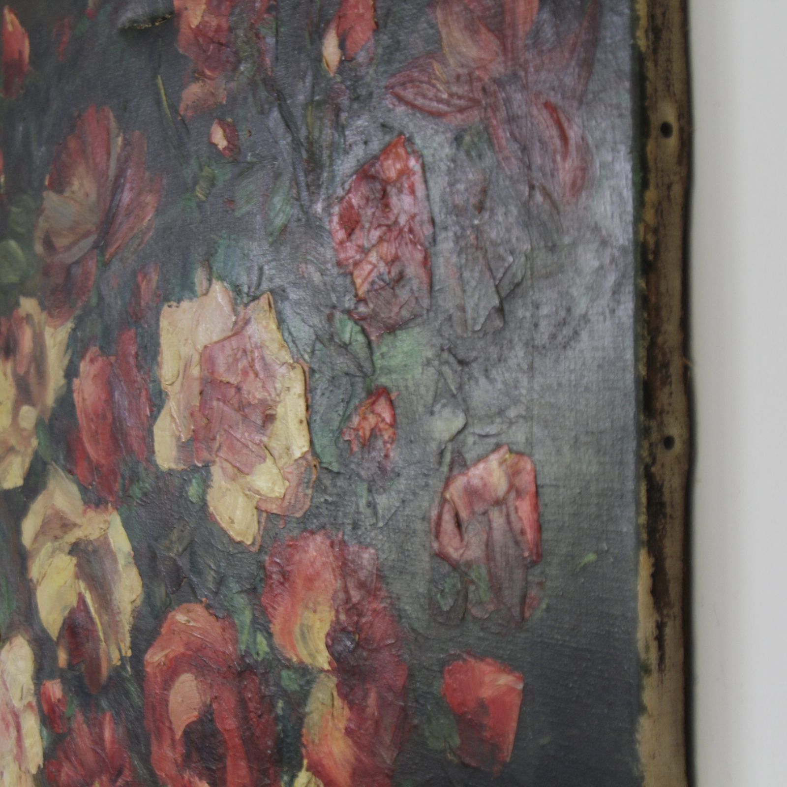 Large Turn Of The Century French Floral Oil Painting On Canvas photo 321.0