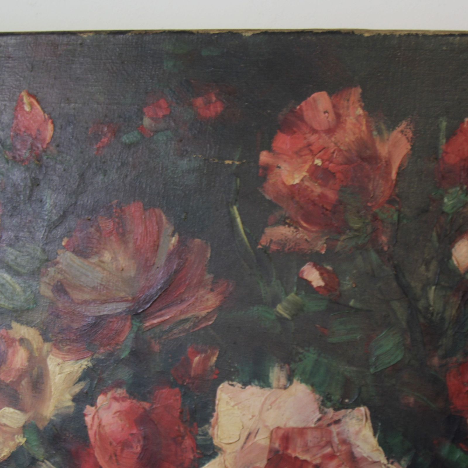 photo for sale Large Turn Of The Century French Floral Oil Painting On Canvas