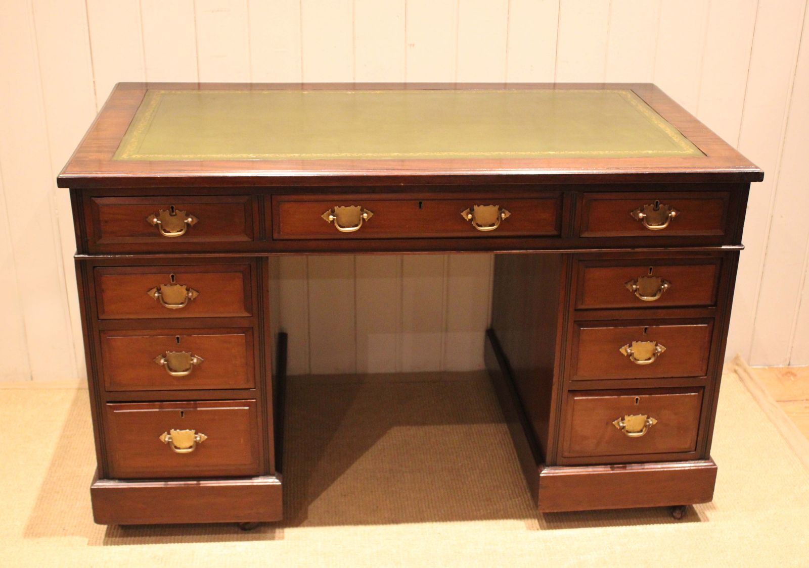 Edwardian Walnut Pedestal Desk