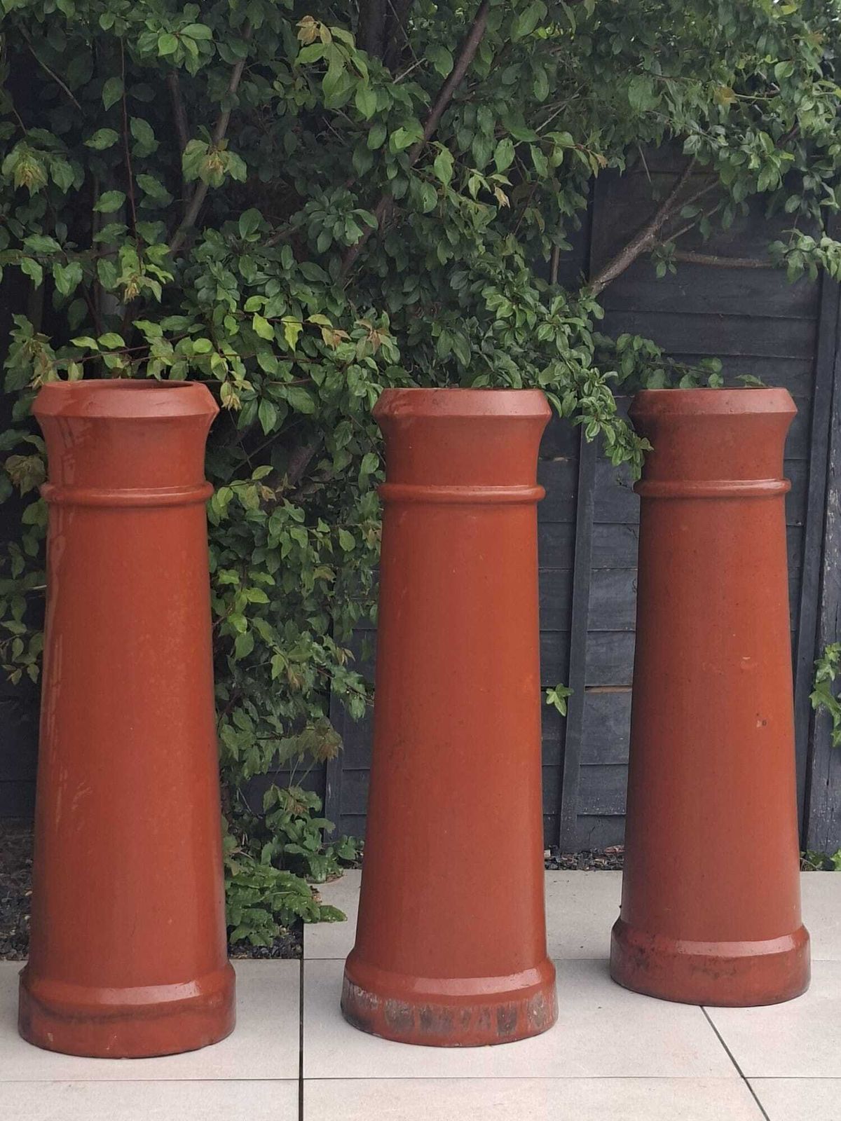 Set Of 3 Reclaimed Terracotta Chimney Pots – Architectural Garden Planters photo furniture