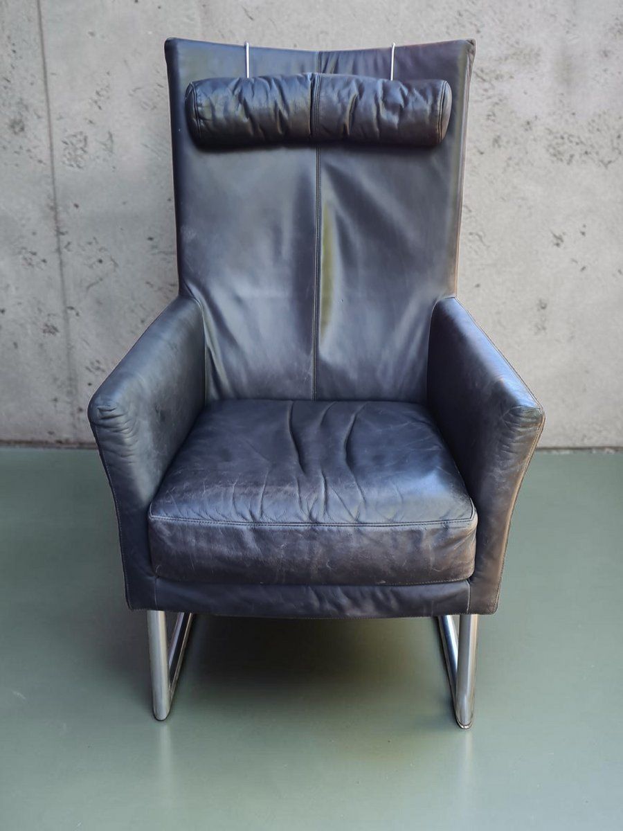 Modern Leather Lounge Chair With Steel Base From Montis, Netherlands, 1970s photo furniture
