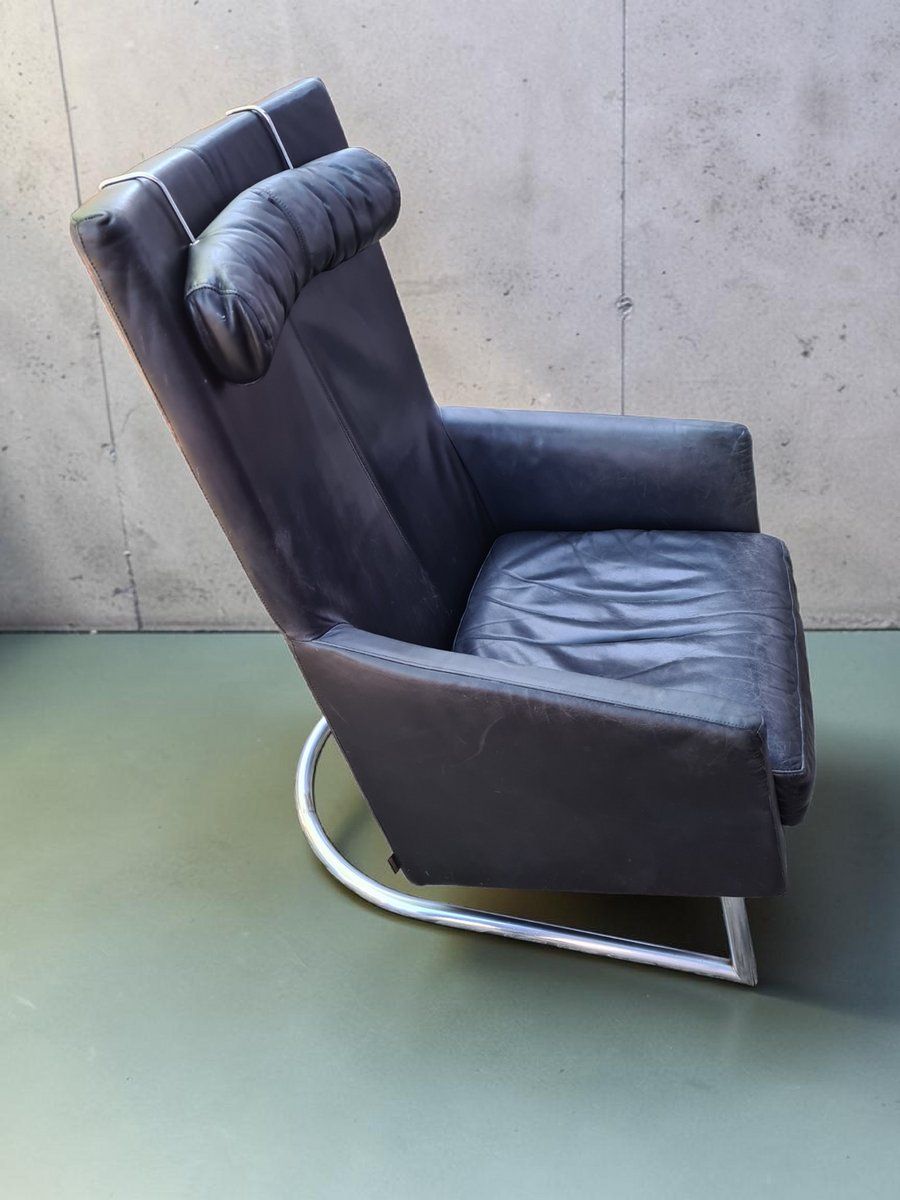 Modern Leather Lounge Chair With Steel Base From Montis, Netherlands, 1970s photo Furniture