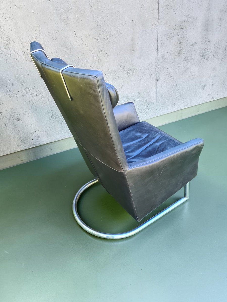 Modern Leather Lounge Chair With Steel Base From Montis, Netherlands, 1970s photo 563.0