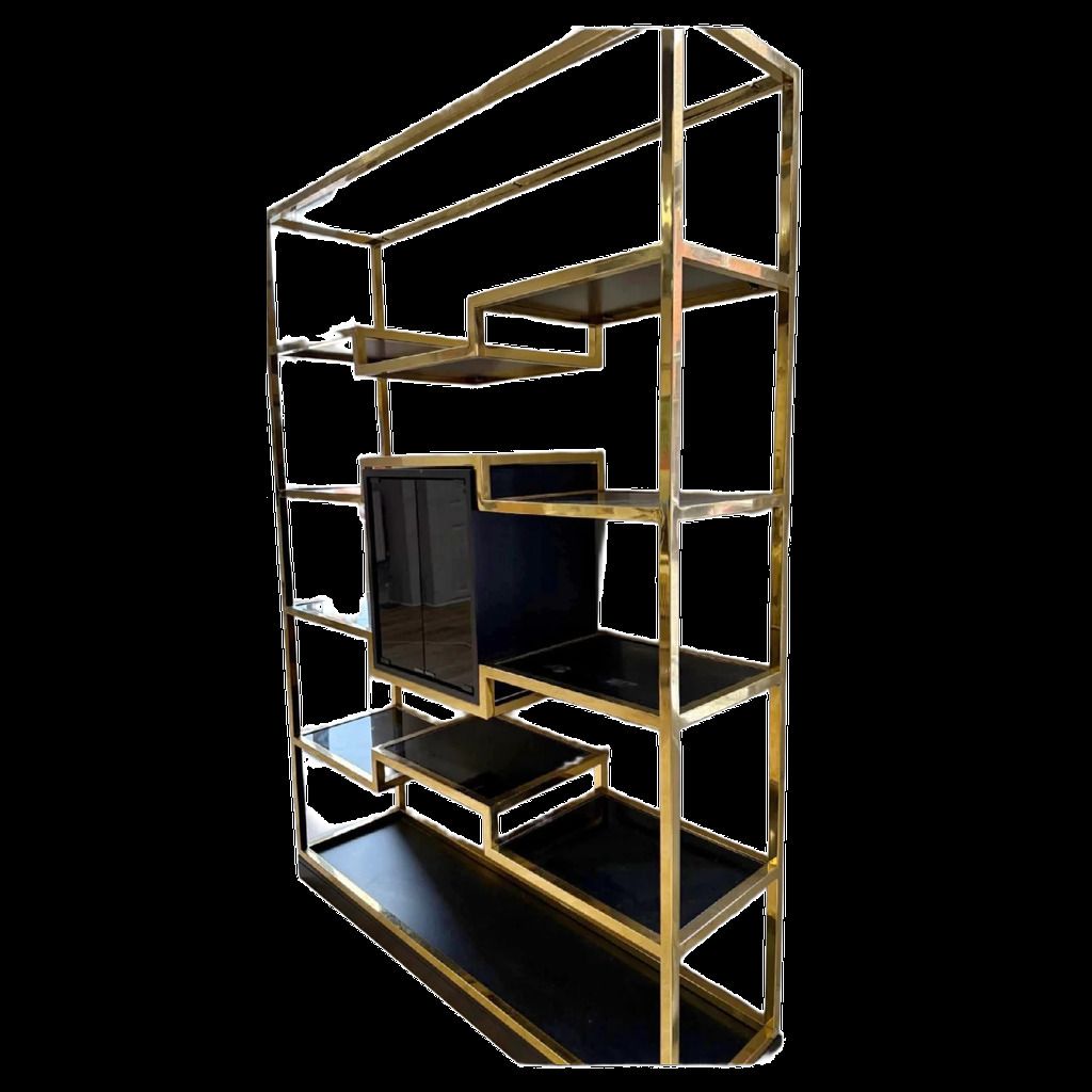 Brass & Glass Shelving / Etagère By Romeo Rega, Italy Ca. 1970s photo furniture