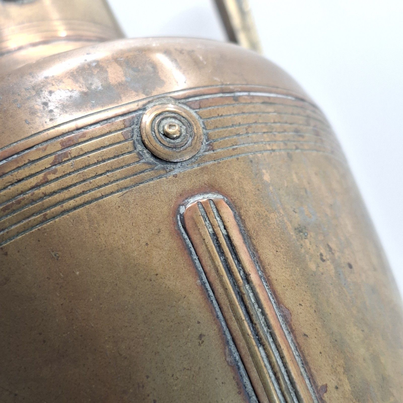 Art Nouveau Arts & Crafts Brass Amphora Vase With Handles Large British Antique photo vintage