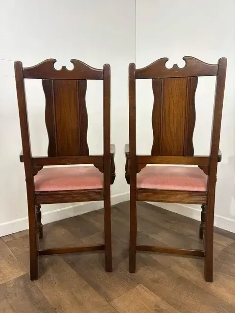 269.0 Pair Of Vintage Oak Armchairs photo