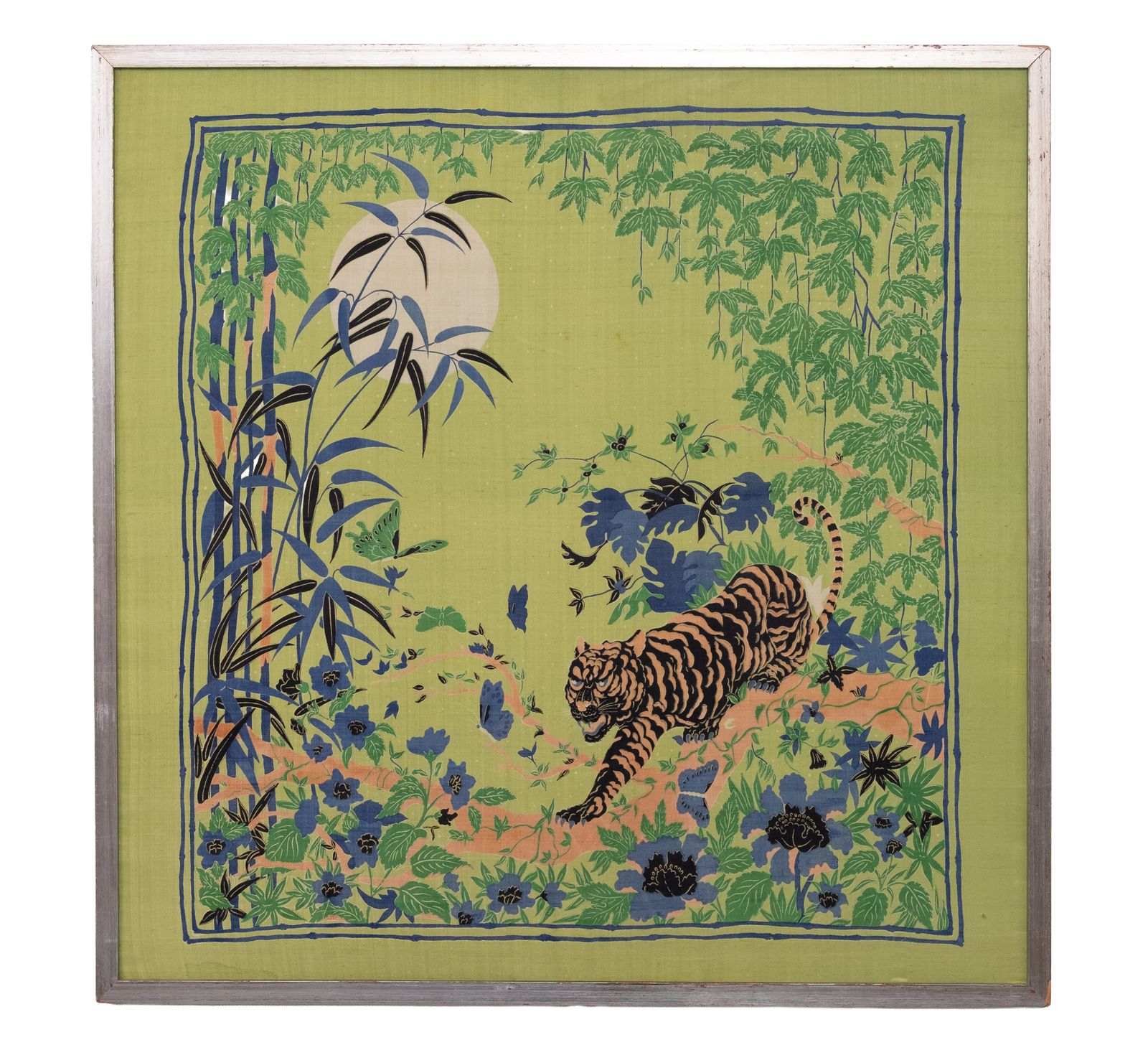 Framed Silk Scarf Hermès, Designed By British Artist Alice Shirley. 1960s France