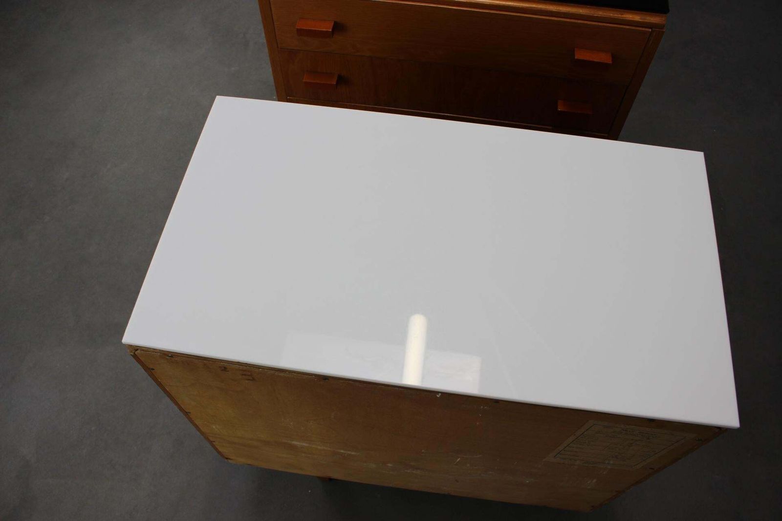 797.0 1960s František Mezulaník Mid Century Maple Nightstands With Black And White Gla photo