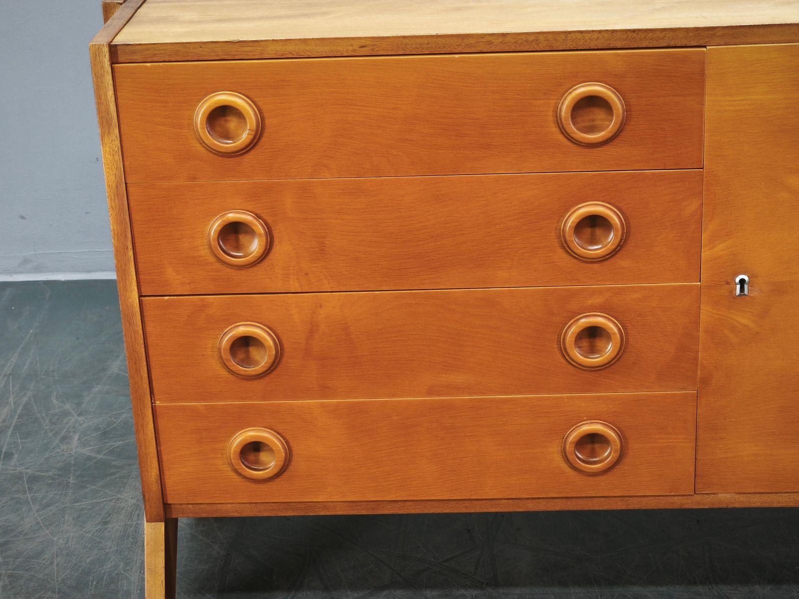 1960s Czechoslovak Maple Sideboard With Drawers And Cabinet photo 817.0