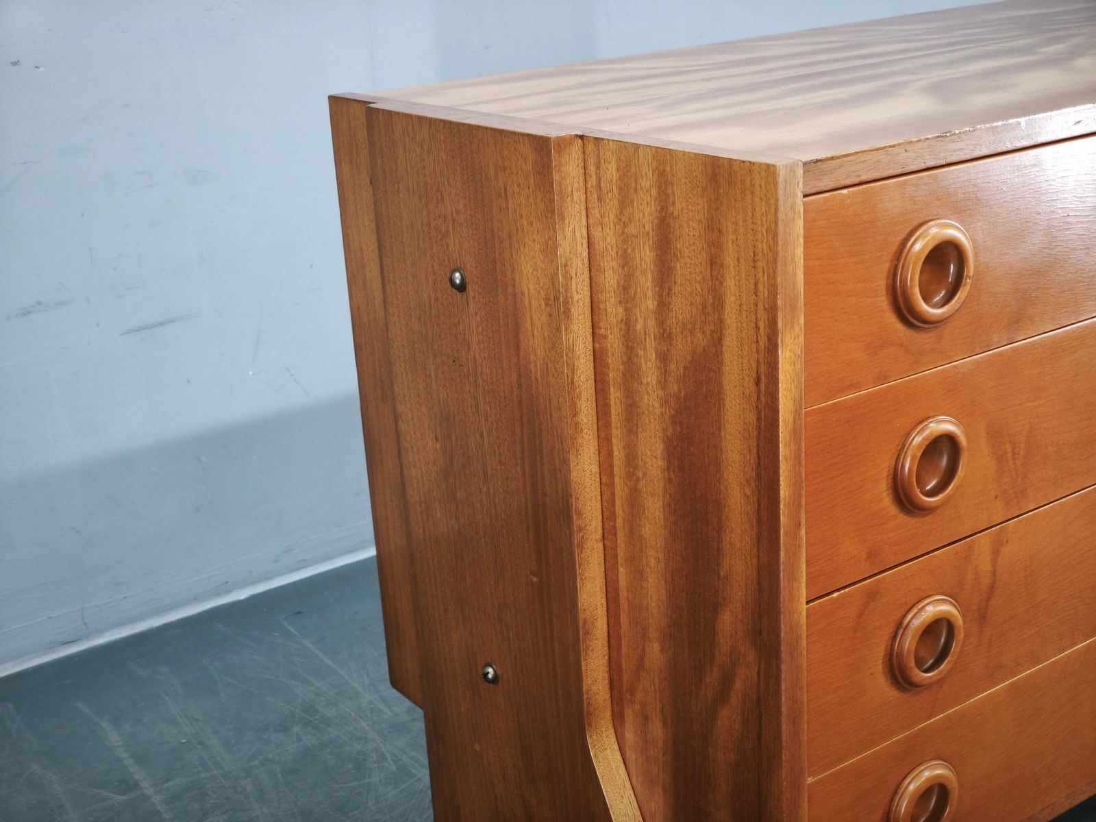 photo vintage 1960s Czechoslovak Maple Sideboard With Drawers And Cabinet