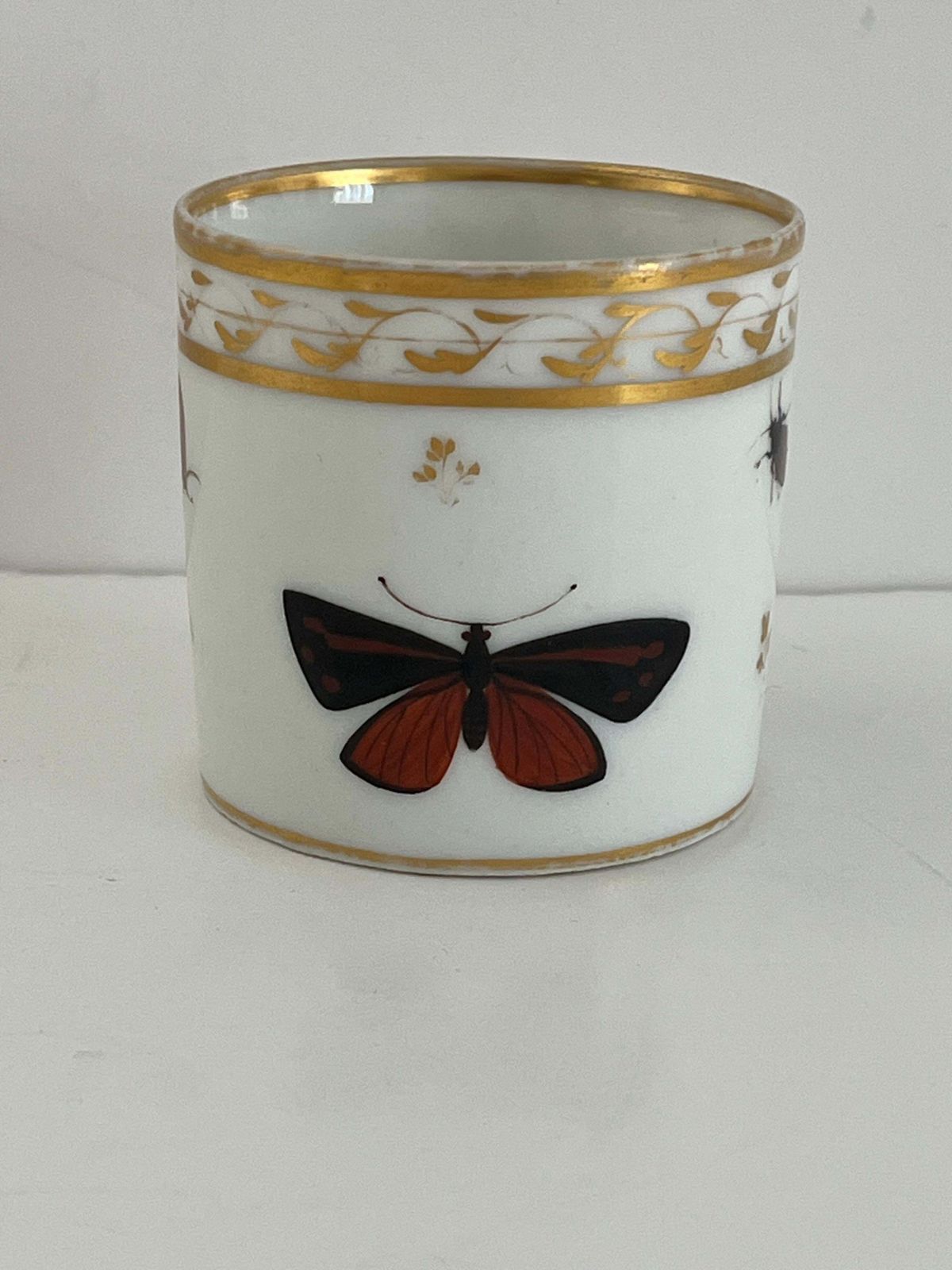 Old Paris Porcelain Coffee Can Butterflies & Insects Polychrome, French Ca 1795 photo Home Decor